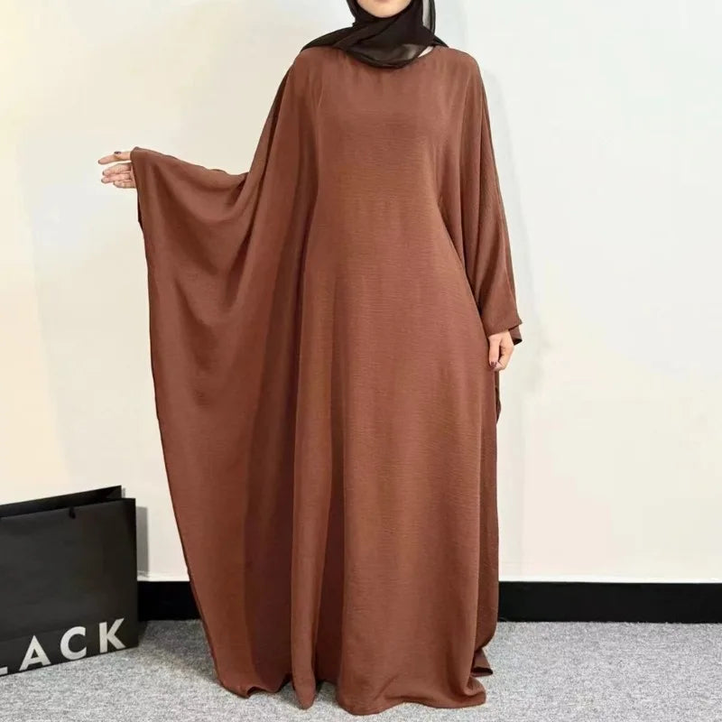 Muslim Abayas Loose Maxi Dresses Women Jilbabs Muslim Dress Full Sleeve O-neck Casual Solid Robe Islamic Ramadan Dresses