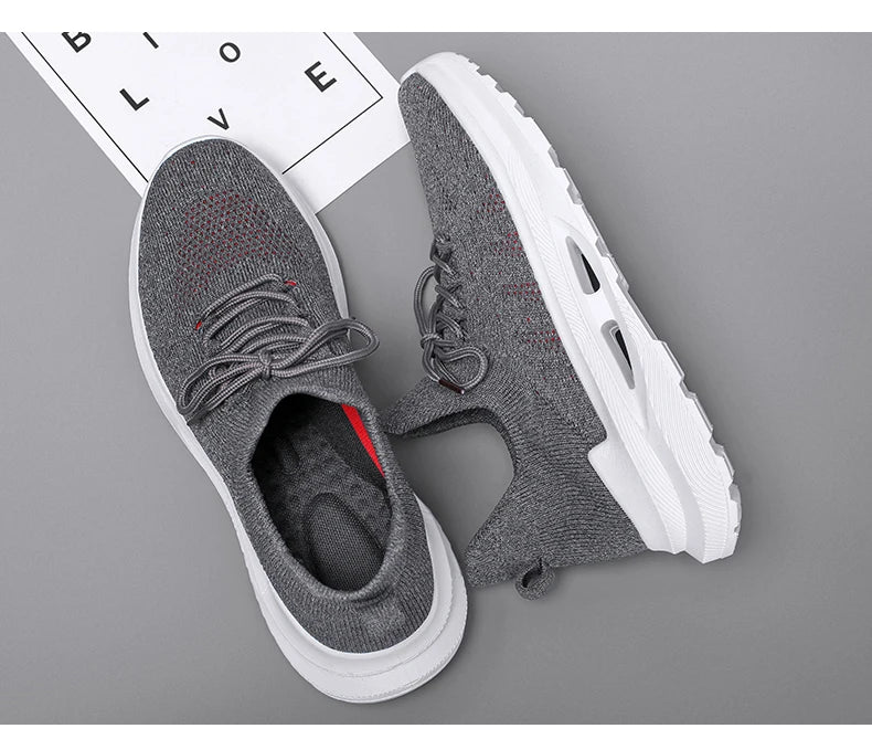 Men's sports casual shoes Breathable light lace-up solid color comfortable walking fitness training men's shoes