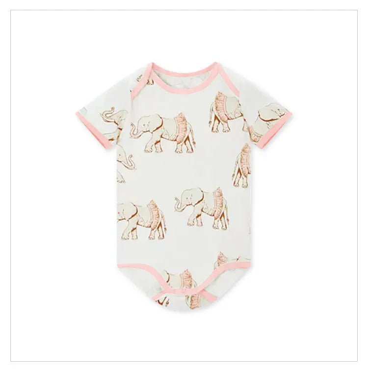 Cute Animal Print Newborn Clothes Boys Bodysuits Cotton Short Sleeve Baby Girl Clothes Summer Infant Bodysuits 3-18 Months