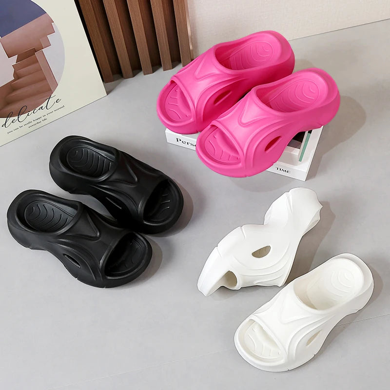 Thick Sole Wedge Slippers for Women 2024 Summer Chunky Platform Beach Sandals Woman Brand Designer Outdoor Slides Flip Flops