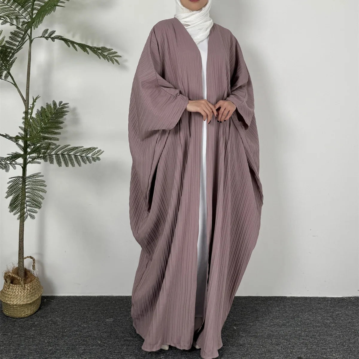 Muslim Open Front Abaya Long Sleeve Modest Outwear Kaftan Women Jilbabs Loose Maxi Length Dress Cardigan Coat Women's Clothing