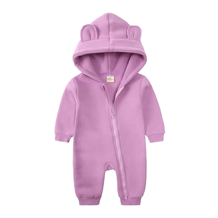 Long Sleeve Hooded Zipper Newborn Baby Clothes Winter Baby Girl Romper Winter Warm Newborn Clothing Girls Rompers  3-24 Months