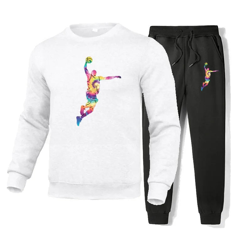 Cotton Tracksuit Men Sweatshirt Sweatpants 2 piece set men's basketball Sport Suit Casual swatshirts streetwear jogging men set