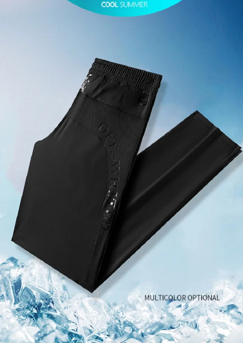 Summer Men Cool Ice Silk Breathable Oversize Joggers Pants Sweatpants Mens Quick Dry Casual Pant Trousers Male Plus Size 5XL 6XL