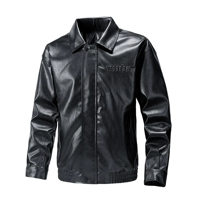 Autumn Men Motorcycle Biker Lapel Leather Jacket Men Vintage Outwear Leather Jacket Man Casual Bomber Leather Jacket Windbreaker