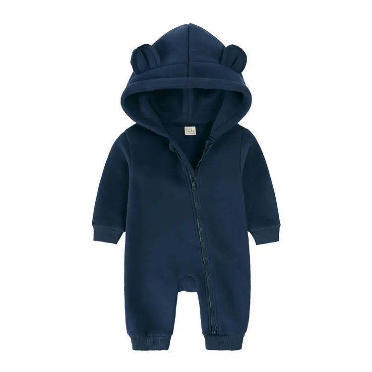 Long Sleeve Hooded Zipper Newborn Baby Clothes Winter Baby Girl Romper Winter Warm Newborn Clothing Girls Rompers  3-24 Months