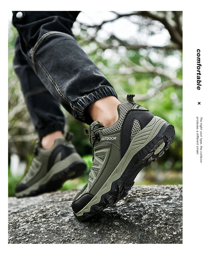 New men 2024 flat comfortable mesh surface breathable fashion casual sports men's shoes plus size hiking hiking sneakers