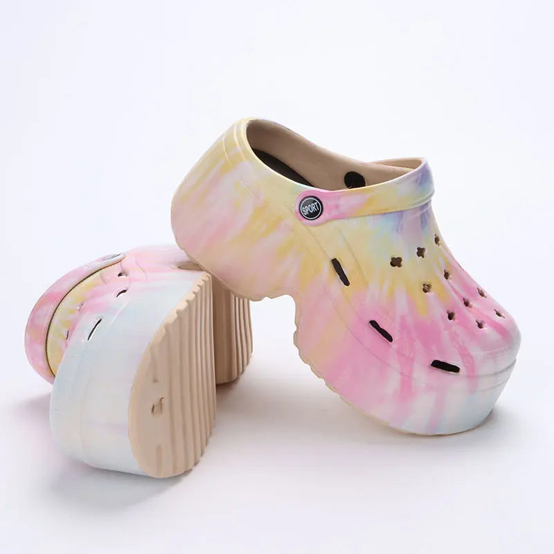 Colorful Chunky Platform Clogs Sandals for Women Eva Thick Bottom Slides Beach Slippers Wedge Heels Garden Shoes Summer 2024