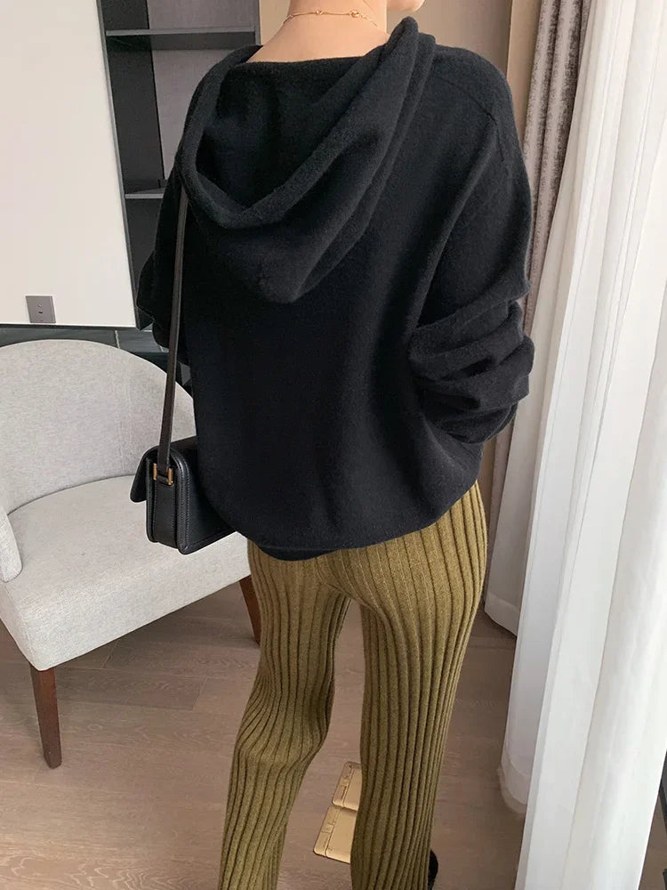 Autumn Winter Casual Thick Knitted Pant Women Long Trousers Elastic High Waist Kniting Wide Leg Pants Striped Pantalon