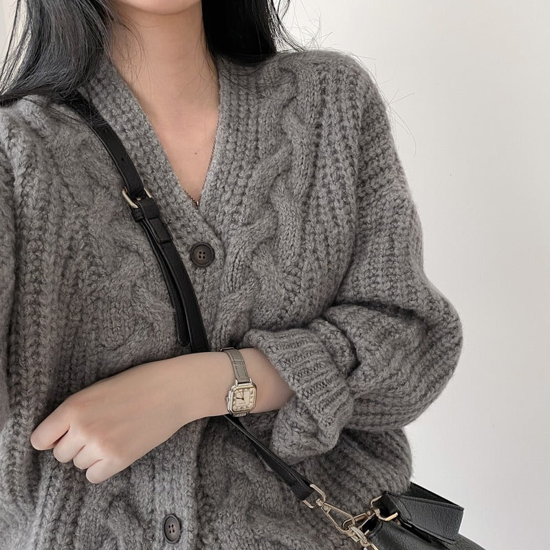 Women Cardigan Sweaters Autumn Winter Fashion Female Long Sleeve V-neck Loose Knitted Shirt Jackets Casual Sweater Coats