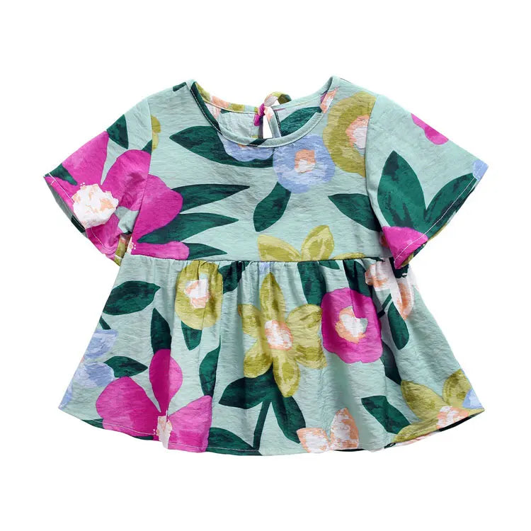 Cartoon Print Baby Flower Girl Dresses Cotton Short Sleeve Kids Dresses for Girls Summer Girls Casual Dresses 1-4 Years