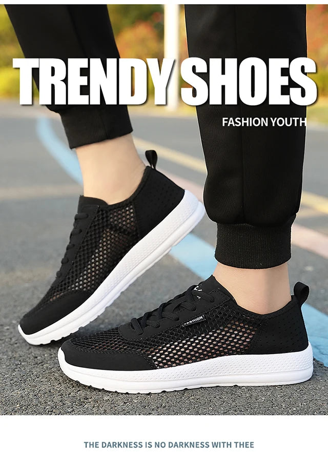 Men's shoes spring summer new soft sole loafers Casual shoes Light fashion mesh leisure sports tennis big size 39-46