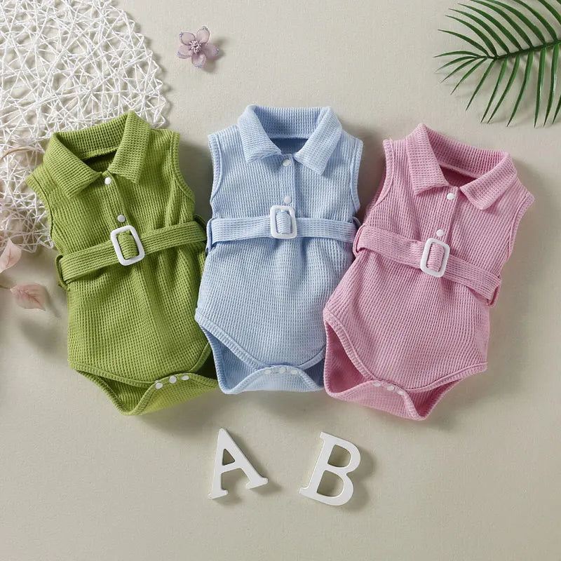 Fashion Solid Infant Clothes Girls Bodysuits Summer Newborn Baby Boy Clothes Sleeveless Baby Bodysuits 3-24 Months