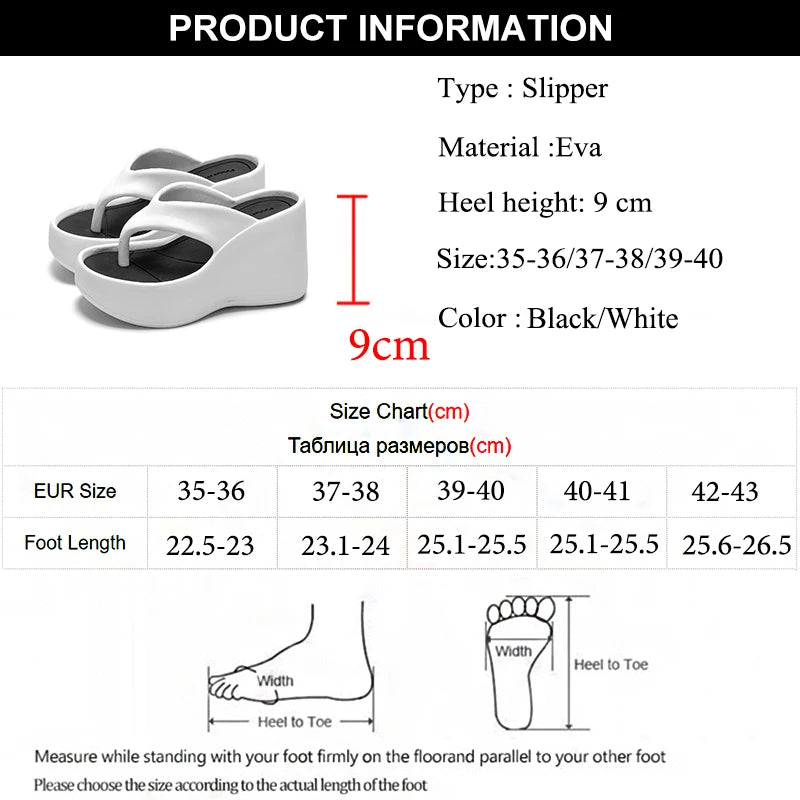 Women's Clip Toe Wedge Flip Flops 2024 Summer Chunky Platform Beach Sandals Woman Thick Sole High Heeled Eva Slippers Slides