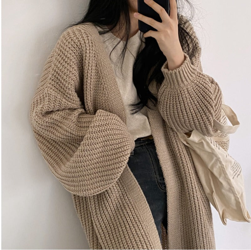 Autumn Winter Fashion Female Vintage Full Sleeve Loose Warm Knitwear Long Sweaters Cardigan Women Casual Sweater Coats Outwear