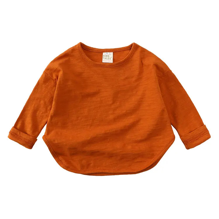 Spring Autumn Children's Clothing Boys T-Shirts Cotton Long Sleeve Girls Tops Fashion Solid Color Kids Girls Tee 2-6 Years