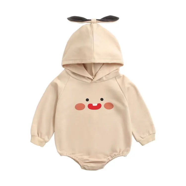 Cartoon Baby Girl Bodysuit Long Sleeves Hooded Cotton Baby Clothes Boys Bodysuits Winter Warm Infant Clothing 1-3 Years