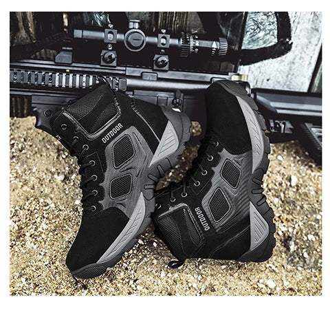 2024 new men's high top comfortable leisure sports hiking shoes lace-up walking training boots men's shoes