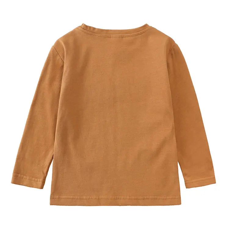 Fashion Solid Color Kids Girls T-shirts Cotton Long Sleeve Baby Boys Tops Spring Autumn Children's Clothing 1-6 Years