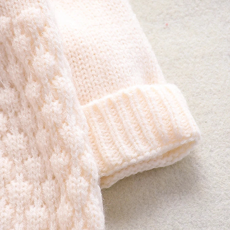 Long Sleeve Hooded Newborn Baby Clothes Knitted Romper Fashoin Solid Color Baby Girl Clothes Winter Warm Infant Clothing