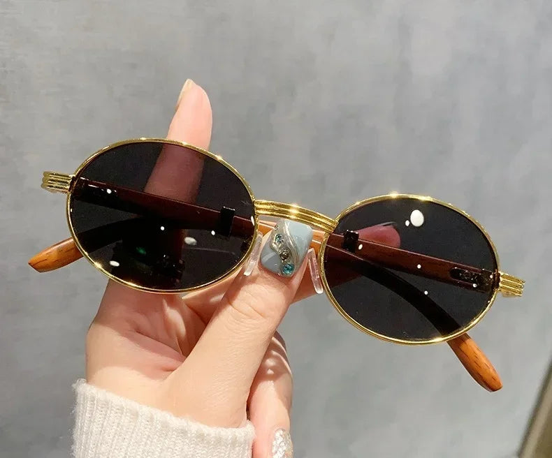 Wooden Fashion Sunglasses Women Vintage Oculos Sunglasses for Men Oval Designer Glasses Tredning Sun Lentes Luxury Gafas Lunette