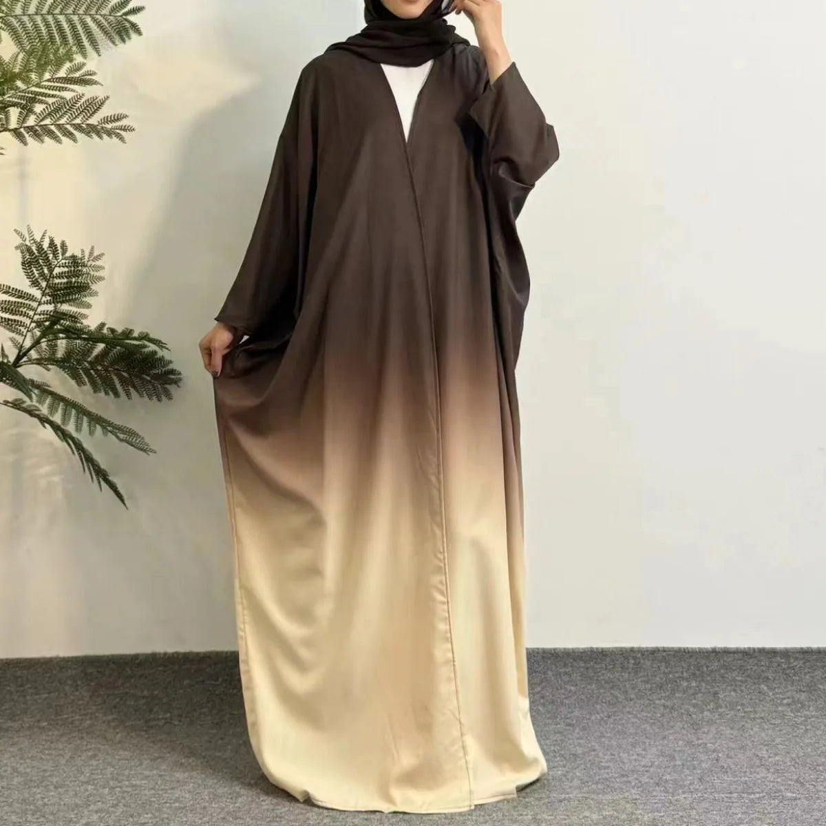 Open Front Abaya,Long Sleeve Maxi Length Dress Women's Clothing Muslim Abayas Cardigan Out Kaftans Women Jilbabs