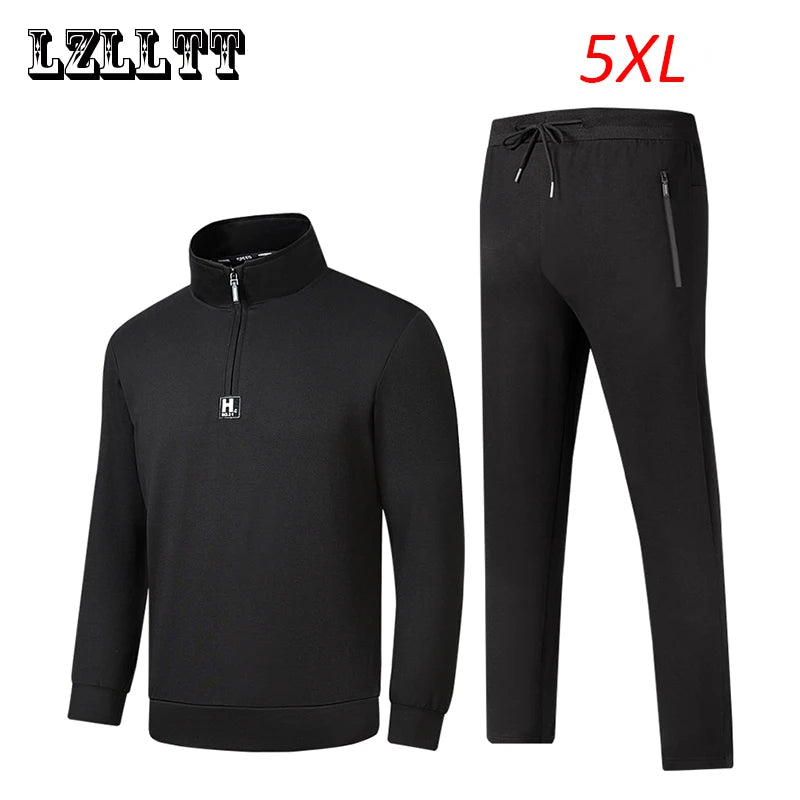 Spring Autumn Men Casual Sport Joggers Fitness Suits Tracksuit Men Running Slim Suit Sportswear Sweatshirt Pant 2 Piece Sets 5XL