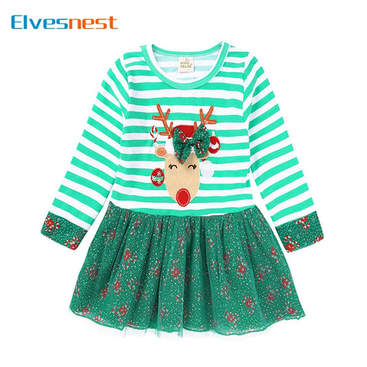 Christmas Girls Casual Dresses Cotton Long Sleeve Children Clothing Girls Dresses Spring Autumn Kids Dresses for Girls 1-6 Years