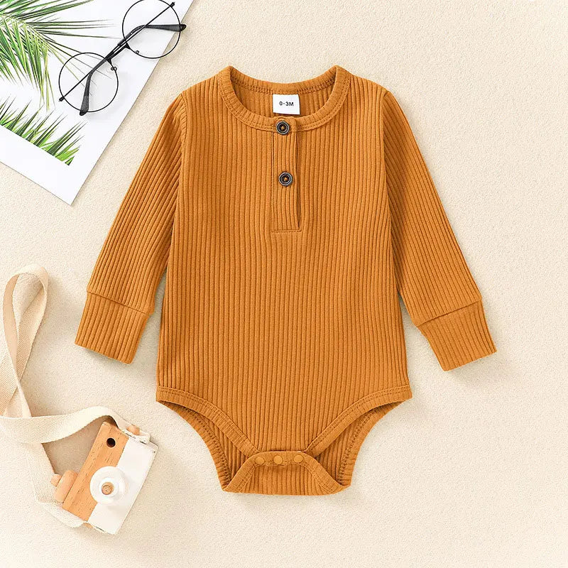 Solid Color Newborn Clothes Boys Bodysuits Spring & Autumn Baby Girls Clothing Cotton Long Sleeve Infant Bodysuits 3-18 Months