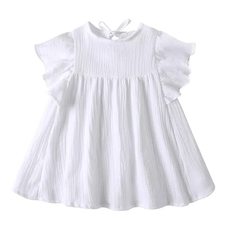 European and American Style Girls Casual Dresses Cotton Linen Short Sleeve Kids Dresses for Girls Summer Girls Dress 1-7 Years