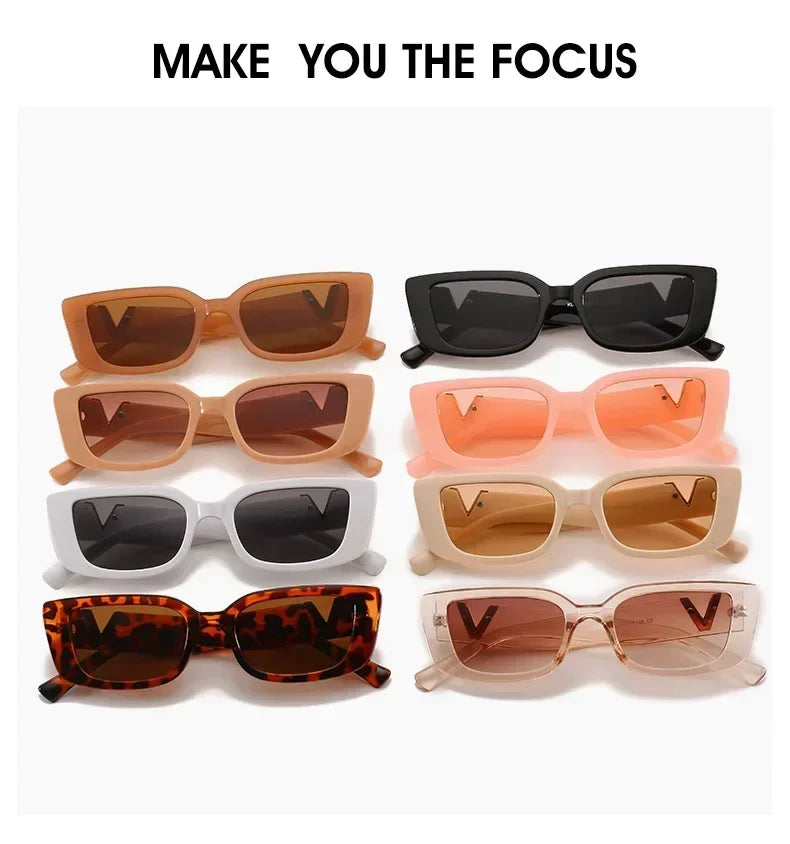 Fashion Cat Eye Sunglasses Women Luxury V Sun Glasses For Ladies Classic Rectangle Driving Shades Outdoor Traveling UV400