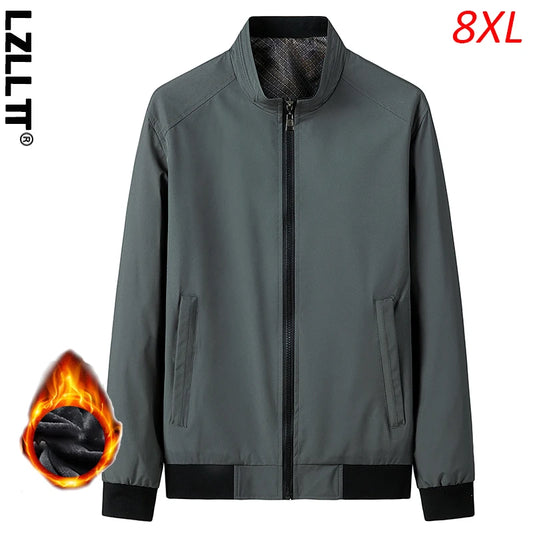 2023 Winter Men Casual Windproof Warm Fleece Jackets Coats Mens Solid Windbreaker Cargo Outwear Jacket Parkas Male Plus Size 8XL