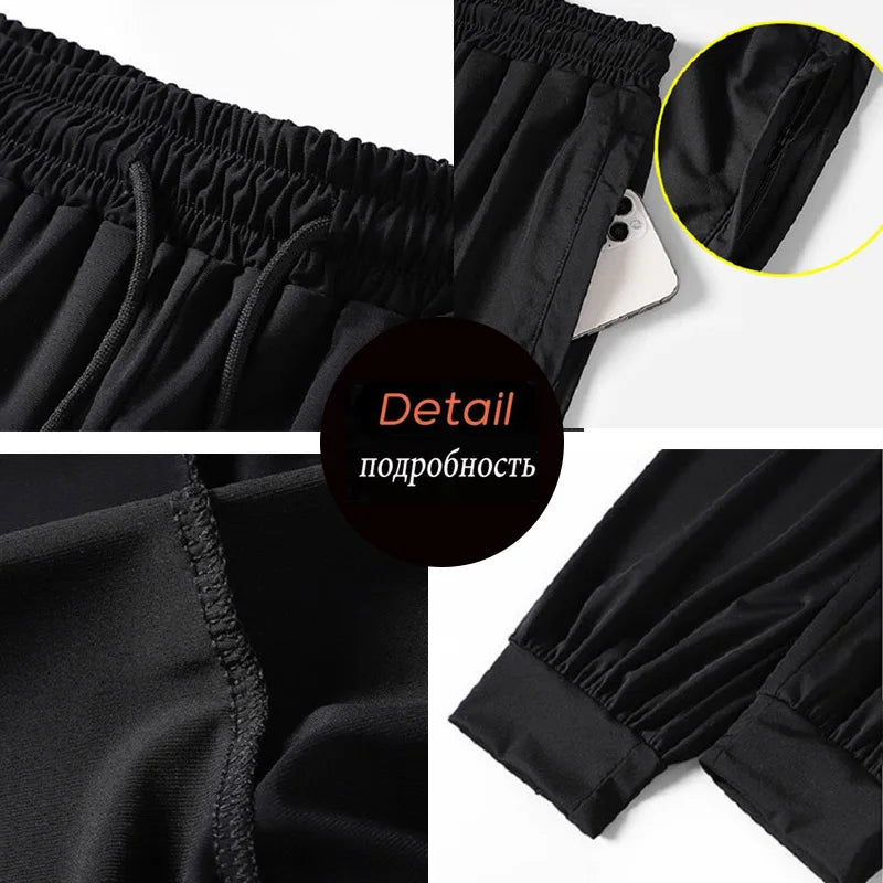 Summer Men Cool Ice Breathable Sport Pants Jogger Tracksuit Men Casual Quick Dry Gym Outdoor Pant Men Trouser Male Plus Size 9XL