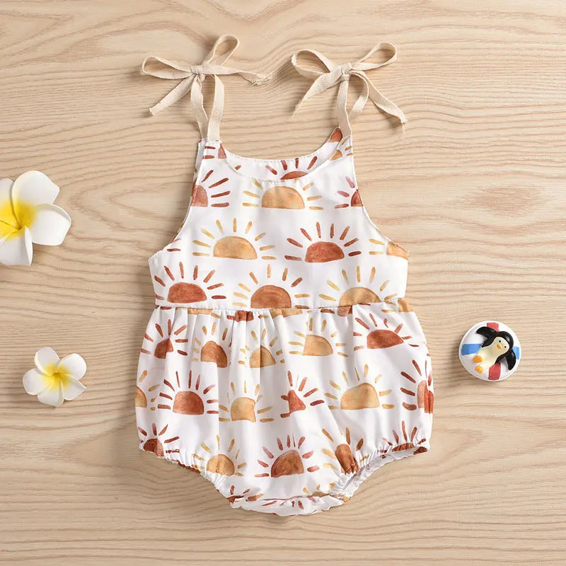 Summer Newborn Baby Girl Clothes Fashion Print Infant Clothes Girls Bodysuits Cotton Sleeveless Baby Bodysuits 3-24 Months