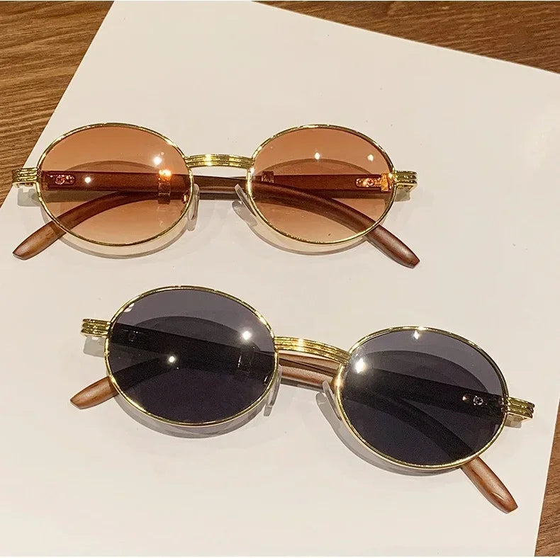 Wooden Fashion Sunglasses Women Vintage Oculos Sunglasses for Men Oval Designer Glasses Tredning Sun Lentes Luxury Gafas Lunette