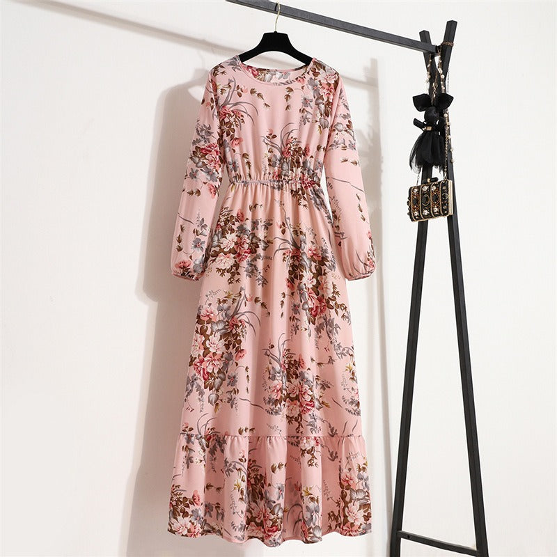 Women Long Dresses Full Sleeve Sping Autumn Bohemian Casual High Waist Beach Woman Chiffon Dresses Floral Vestidoes Maxi Dress