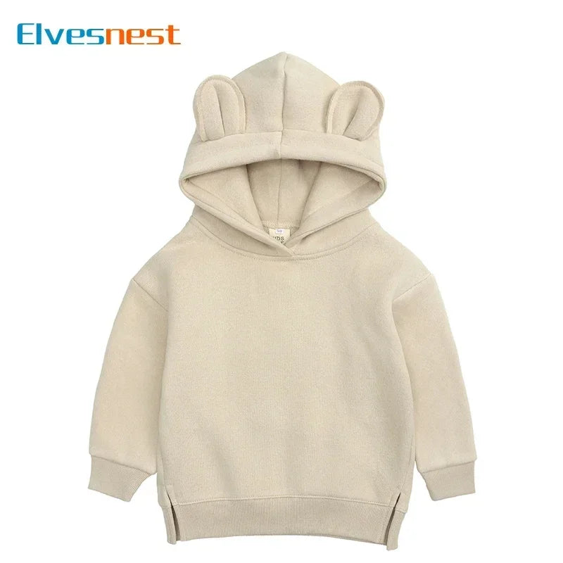 Fashion Solid Color Kids Clothes Boys Sweatshirts Long Sleeve Hooded Girls Hoodies Winter Warm Children's Clothing 1-4 Years