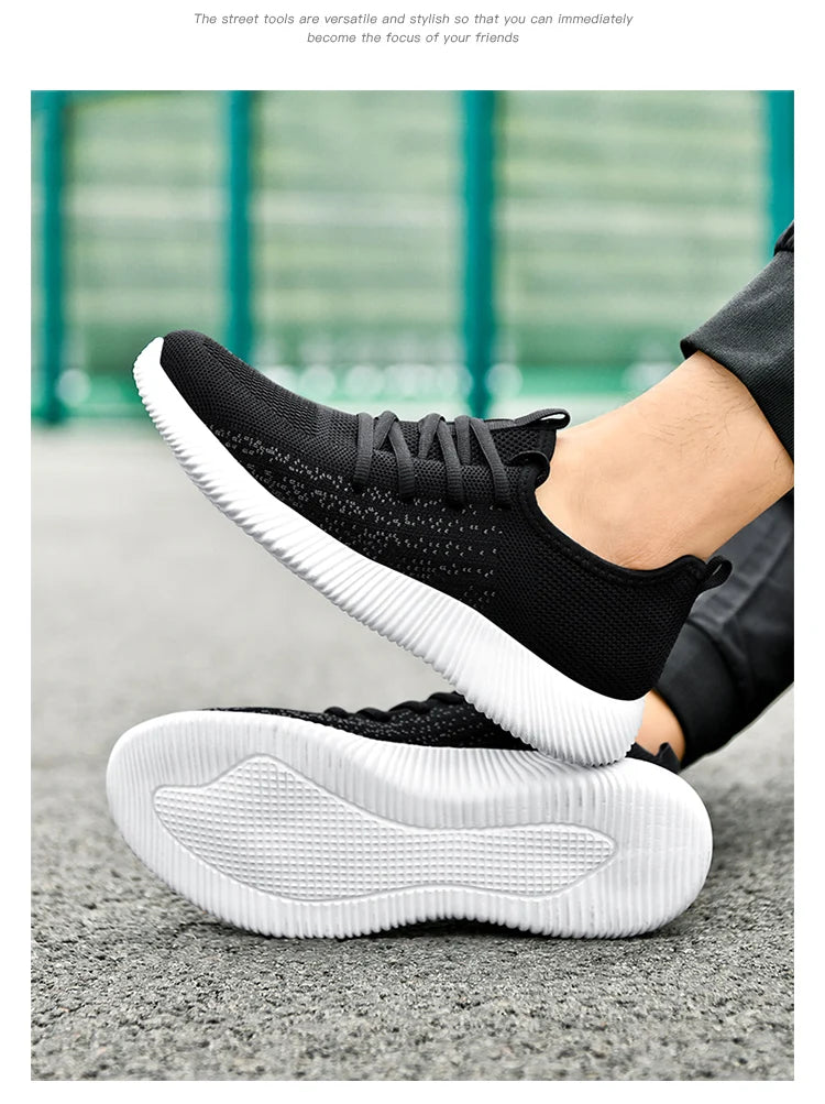 2024 Spring and Autumn mesh surface breathable running casual sneakers for men Flat lace-up light walking shoes for men