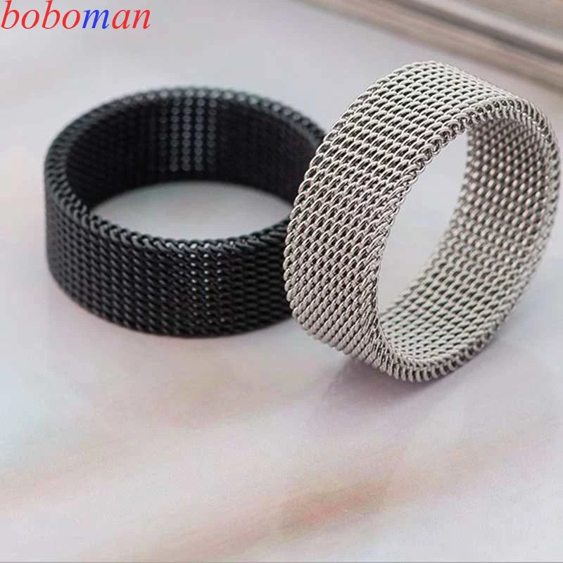 Modern stainless steel mesh band ring for men's woman's  jewelry mesh belt mesh cell ring Anillos Mujer Bague Anel Bague Aneis