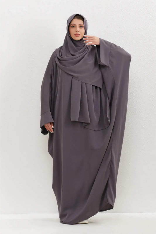 Two Pcs Muslim Abaya Women Jilbab Islamic With Hijab Clothing Dubai Saudi Robe Turkish Modesty Prayer Dresses Kaftans