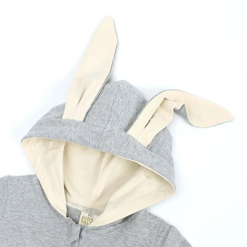 Cartoon Rabbit Girls Rompers Cotton Short Sleeve Hooded Zipper Newborn Clothes Boys Rompers Summer Baby Clothing 3-18 Months