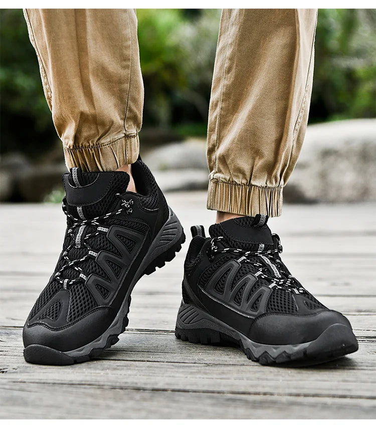 New men 2024 flat comfortable mesh surface breathable fashion casual sports men's shoes plus size hiking hiking sneakers