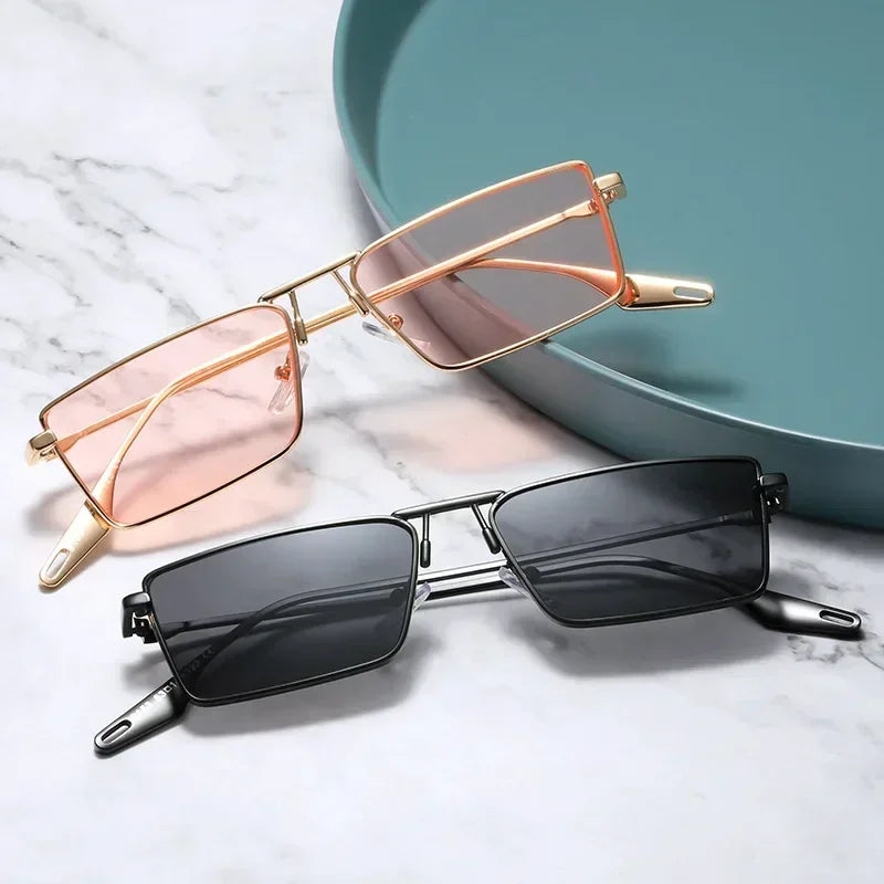 Vintage Narrow Small Sunglasses Women Luxury Brand Metal Frame Sun Glasses Rectangle Driving Eyeglasses Fishing Eyewear Men 2023