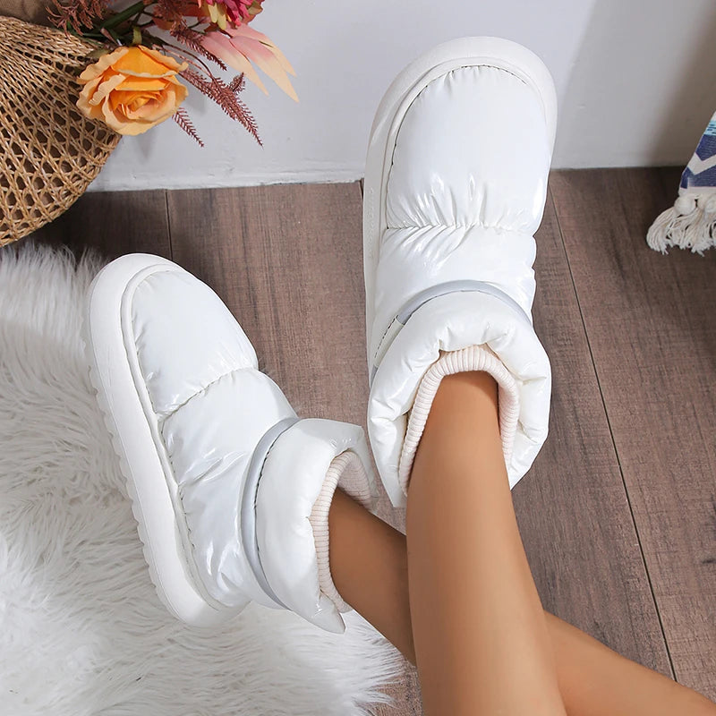 Women's Waterproof Down Cotton Padded Shoes Warm Plush Thick Bottom Snow Boots Women 2023 Platform Non-Slip Winter Ankle Boots