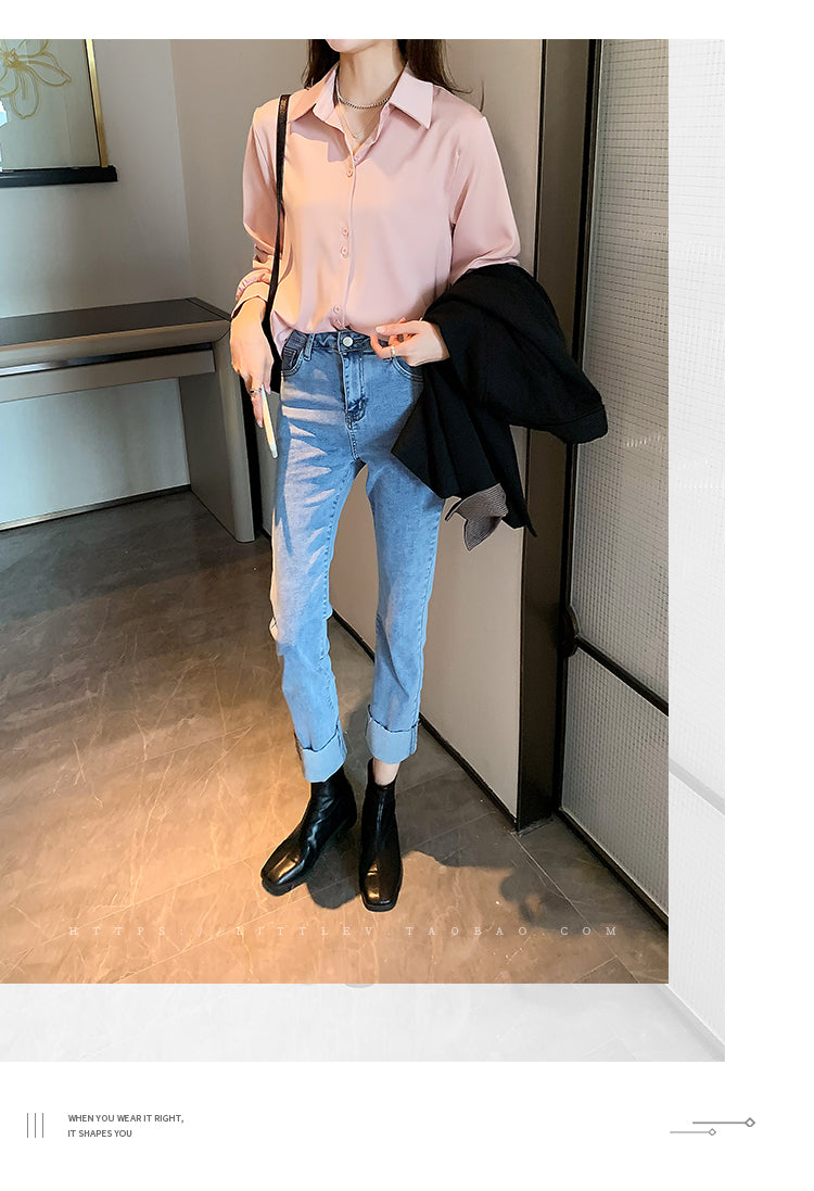 Plus Size Shirts Spring Summer Fashion Female Long Sleeve Loose Solid Blouse Tops Casual Chiffon Shirt Women Office Lady Shirts