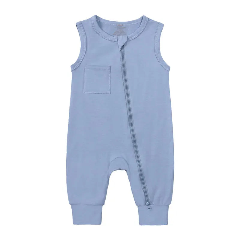 Summer Newborn Baby Clothes Boys Rompers Cotton Sleeveless Zipper Baby Girl Clothes Solid Color Infant Rompers 3-24 Months