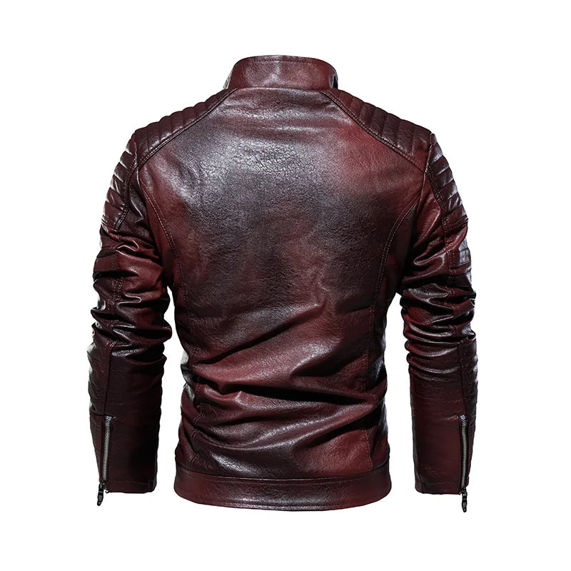 Autumn Winter Men Fleece Motorcycle PU Leather Jackets Coats Mens Casual Embroidery Jackets Biker Windbreaker Male Plus Size 7XL