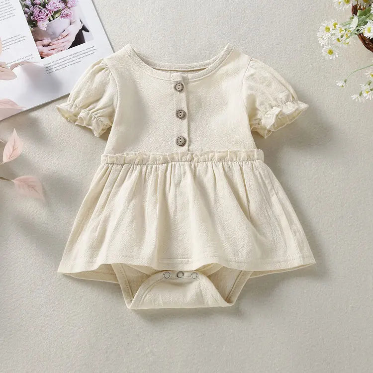 Summer Baby Girls Clothes Solid Color Newborn Clothes Girl Bodysuits Cotton Short Sleeve Baby Clothing Bodysuit 0-18 Months