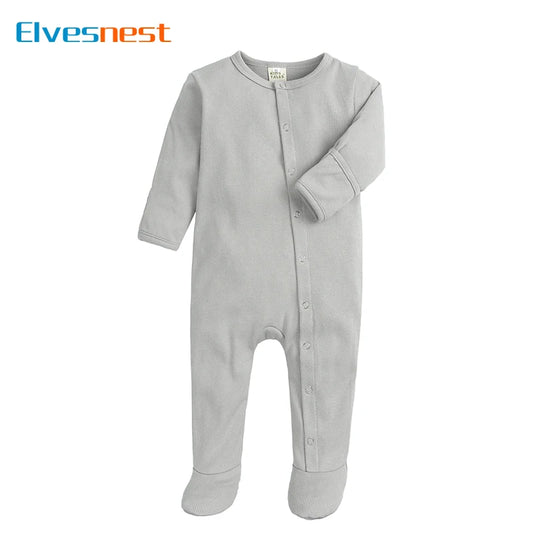 Solid Color Newborn Baby Boy Clothes Spring Autumn Baby Clothes Boys Footies Cotton Long Sleeve Toddler Footies 3-12 Months