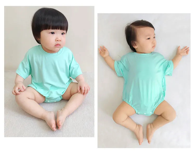 Fashion Solid Color Newborn Baby Girl Bodysuits Short Sleeve Cotton Baby Boy Clothes Summer Infant Bodysuits 6-24 Months